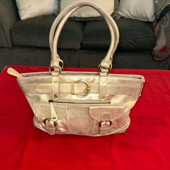 Perlina Large Gold Tote Purse - Picture 1 of 14